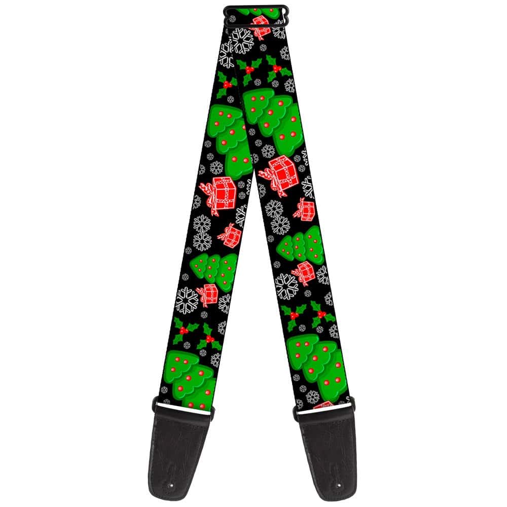 Correa de guitarra Collage Navideño Blanco y Verde 2