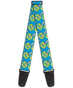 Correa de guitarra Fist Pump Baby Blue Yellow de 2 pulgadas