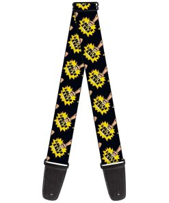 Correa de Guitarra Fist Pump Negra Amarilla 2 Pulgadas de
