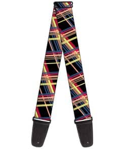 Correa de Guitarra a Cuadros Negro Amarillo Rojo Azul