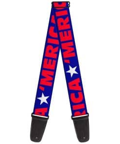 Correa de guitarra Buckle-Down Merica Star Azul Rojo Blanco