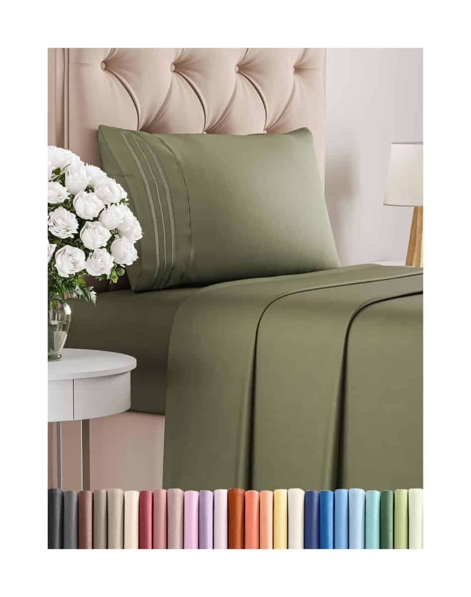 Juego de sábanas de tamaño Twin XL de 3 -Verde salvia