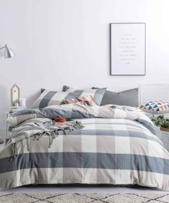 SUSYBAO Juego de Funda Nórdica a Cuadros King 100% Algodón