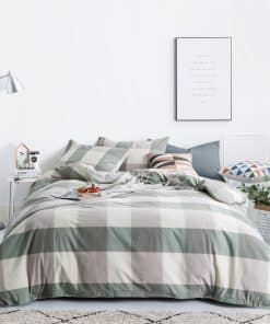 Juego de Funda Nórdica a Cuadros Verde SUSYBAO King 100%