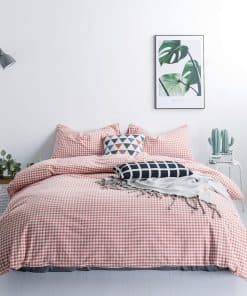 Juego de Funda nórdica a Cuadros de Coral SUSYBAO King 100%