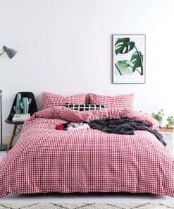 SUSYBAO Funda de Edredón a Cuadros Rojos Tamaño King 100%