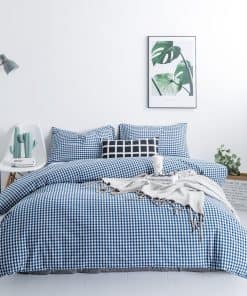 SUSYBAO Juego de Funda de Edredón Cuadros Azul Rey Tamaño