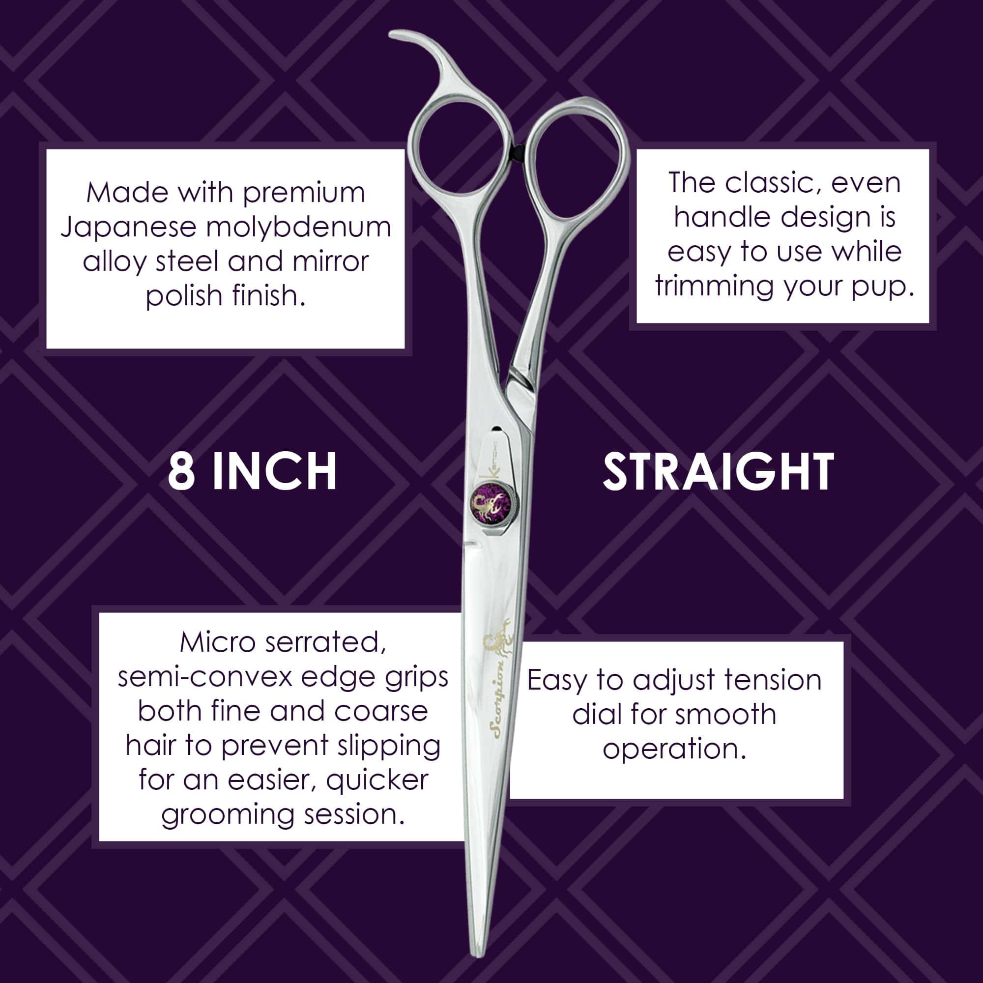 Tijeras de Aseo Rectas de 8 Pulgadas Kenchii Scorpion para - Imagen 4