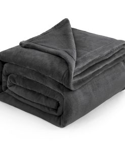 Bedsure Mantas de Felpa tamaño King Gris Oscuro - Manta de