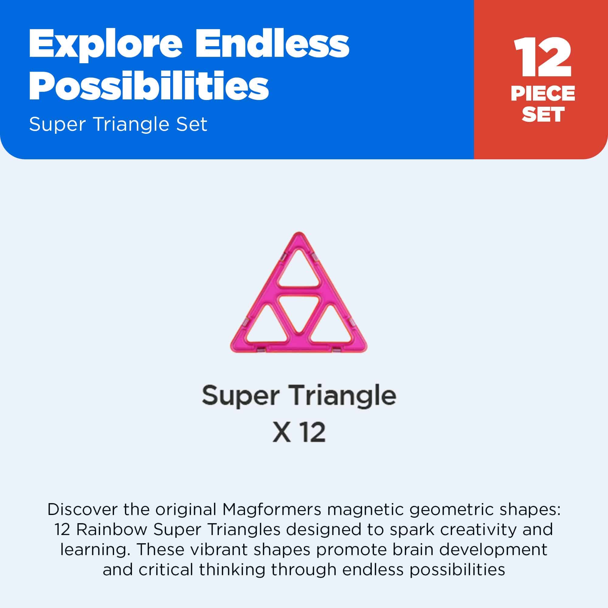 MAGFORMERS Super Triangle 12 Piezas Colores del Arcoiris, - Imagen 6