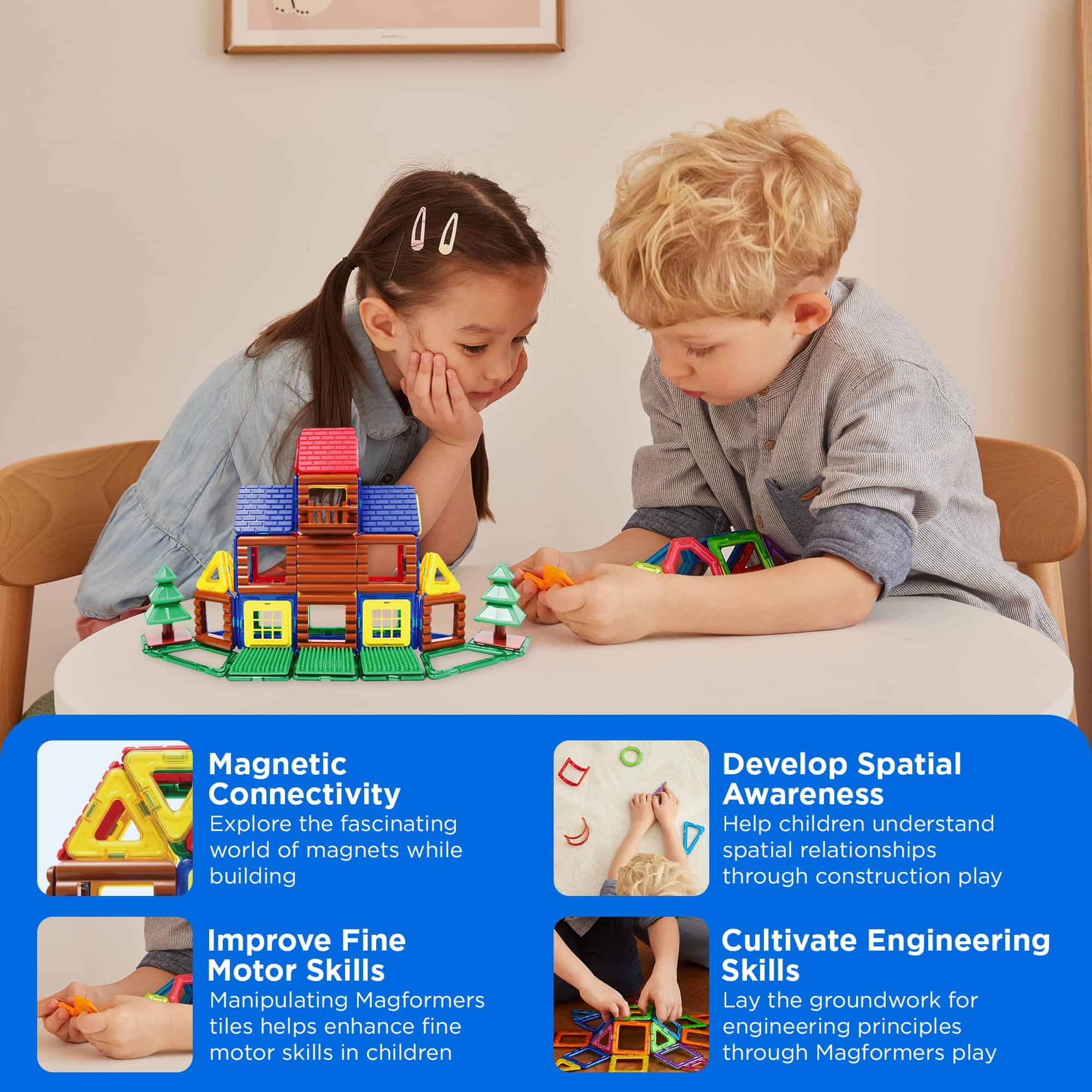 Magformers Log House 87PC Set | Juego de Bloques de - Imagen 4