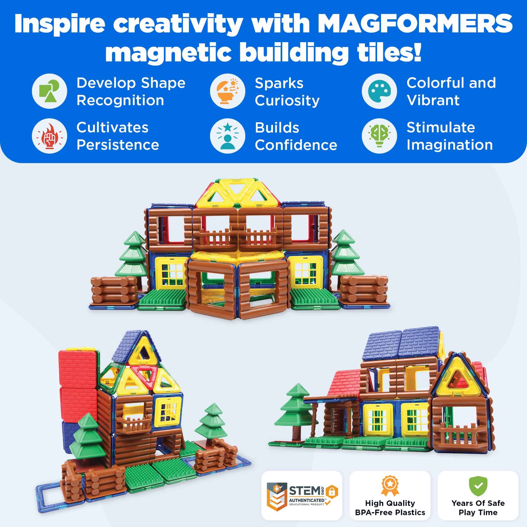 Magformers Log House 87PC Set | Juego de Bloques de - Imagen 3