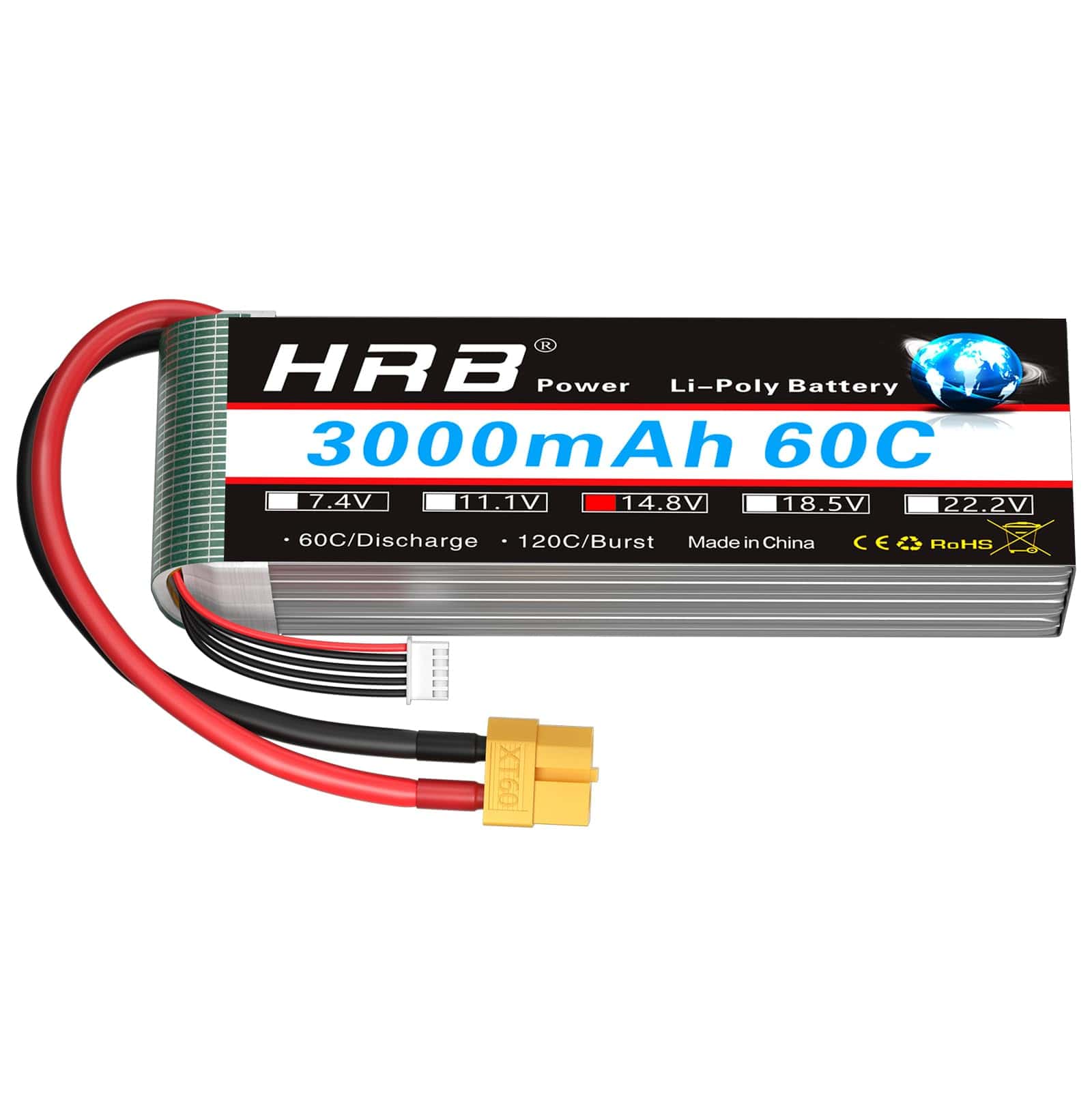 Batería Lipo HRB 4S XT60 3000mAh 14.8V 60C Pack de Batería