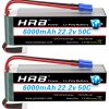 HRB 2pcs 6S 6000mAh Batería Lipo EC5 50C-100C 22.2V