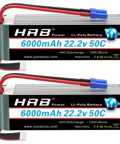 HRB 2pcs 6S 6000mAh Batería Lipo EC5 50C-100C 22.2V