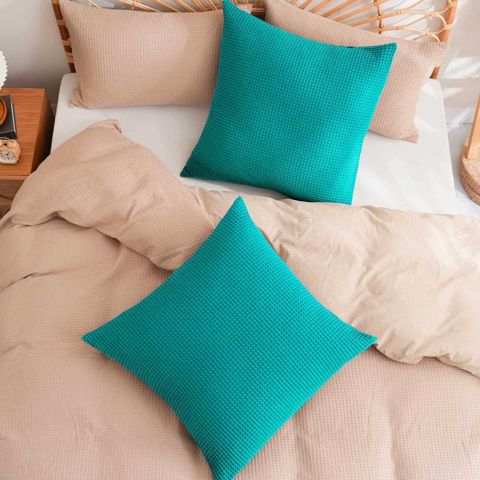 PHF Fundas de Almohada de Estilo Europeo de Tela de Gofre - Imagen 8