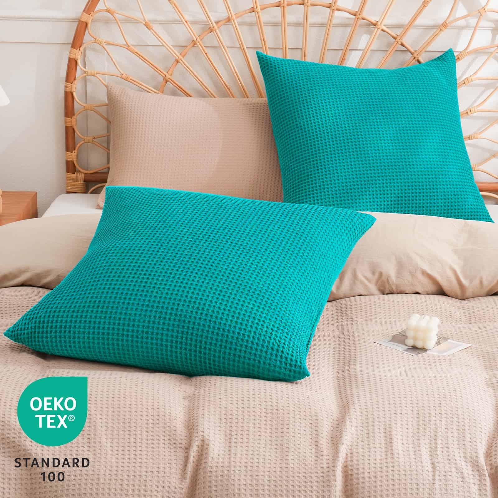 PHF Fundas de Almohada de Estilo Europeo de Tela de Gofre - Imagen 3