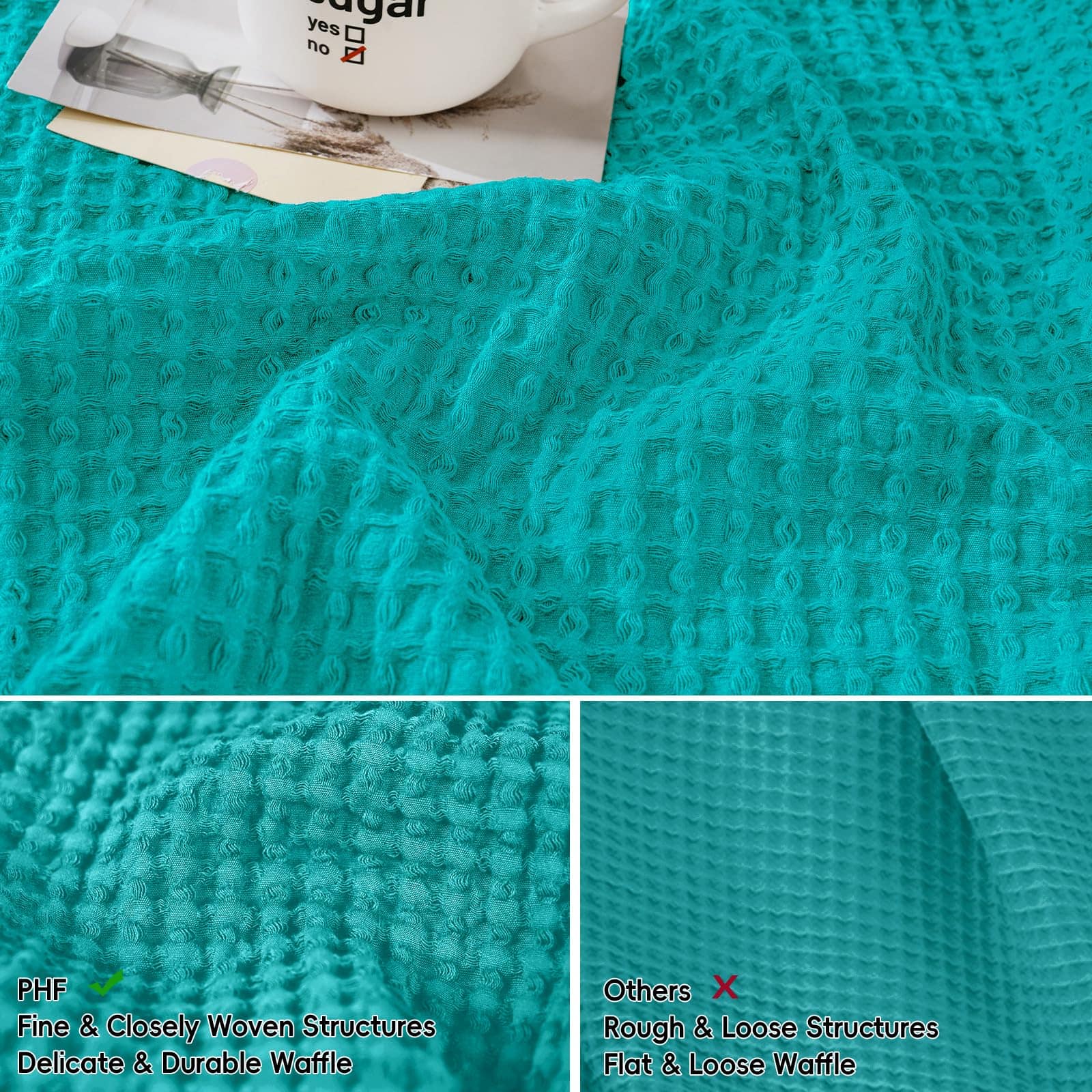 PHF Fundas de Almohada de Estilo Europeo de Tela de Gofre - Imagen 5