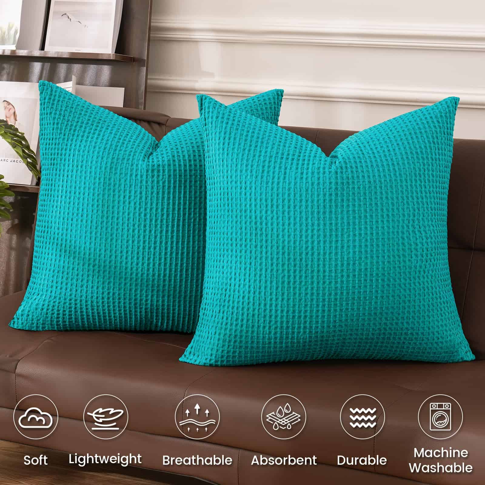 PHF Fundas de Almohada de Estilo Europeo de Tela de Gofre - Imagen 4