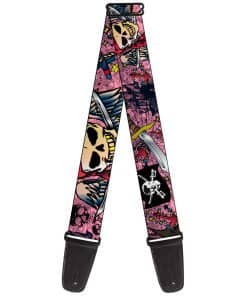 Correa de Guitarra Buckle-Down Dead Men Tell No Tales Rosa