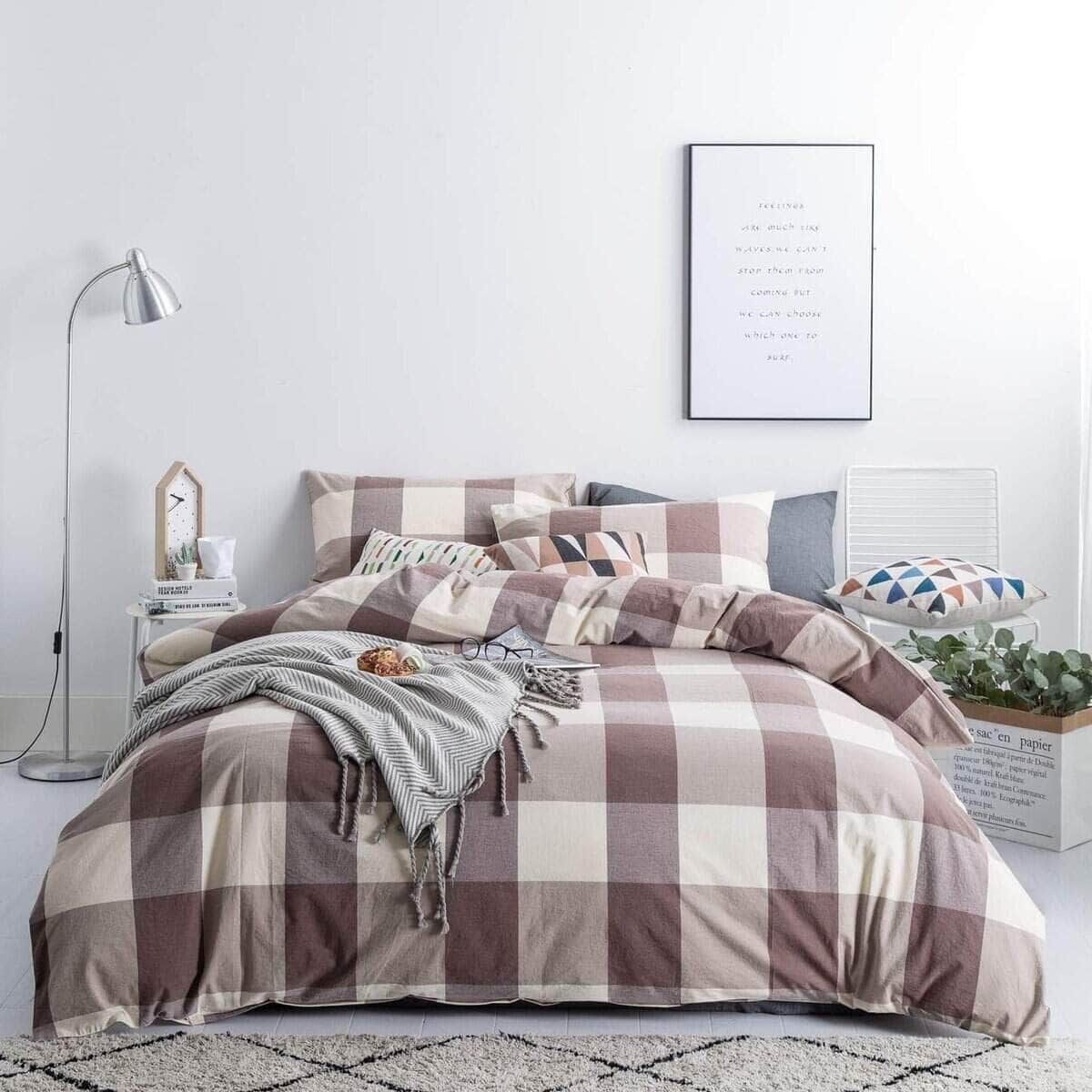 SUSYBAO 100% Funda de Edredón de Algodón Lavado King Juego