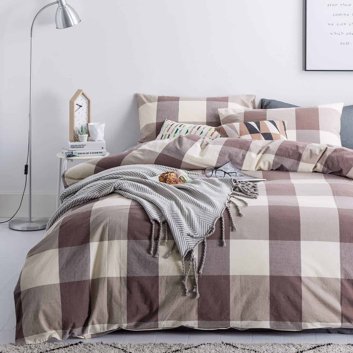 SUSYBAO 100% Funda de Edredón de Algodón Lavado King Juego - Imagen 3