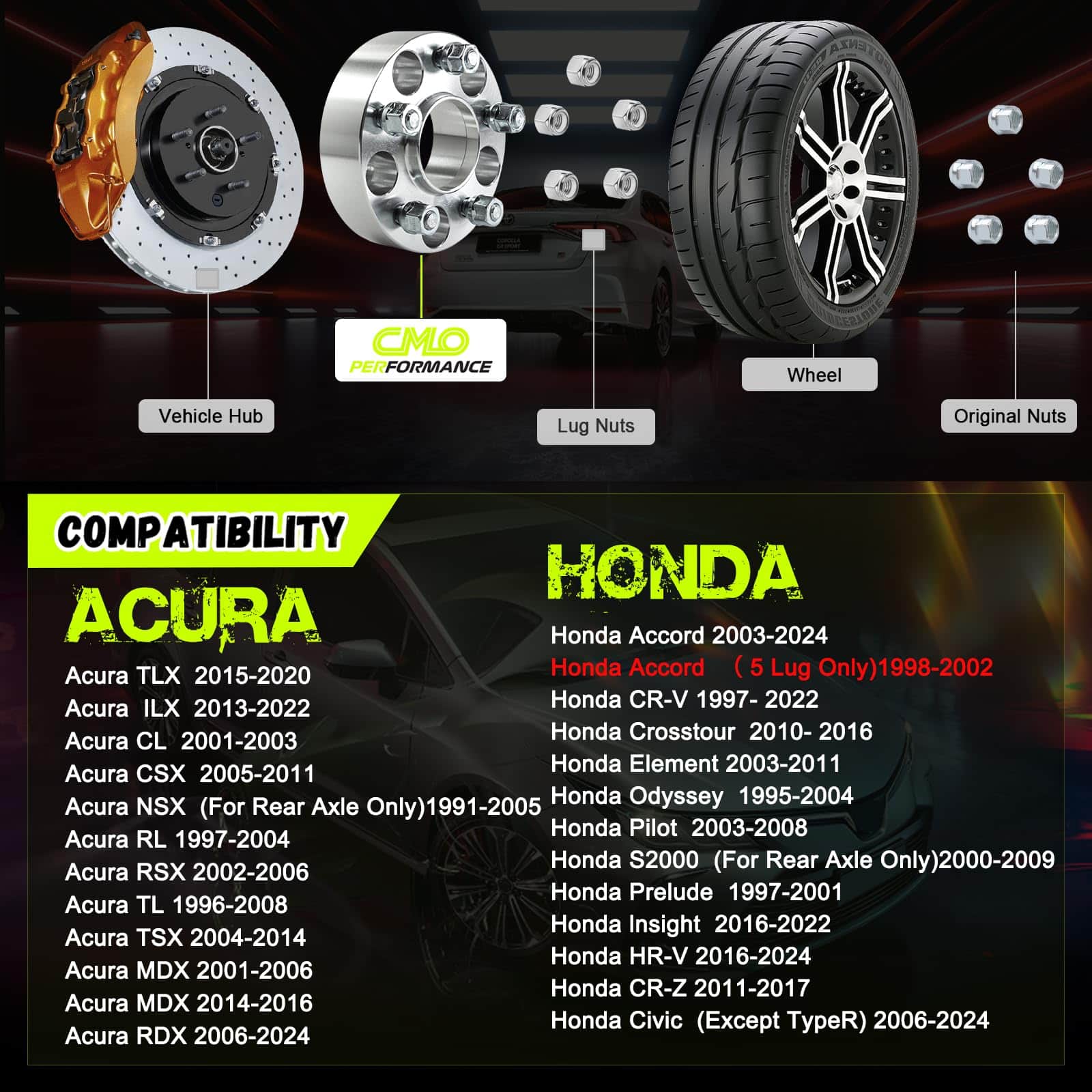 Separadores de rueda Customadeonly 5x114.3 para RSX RL CL - Imagen 3