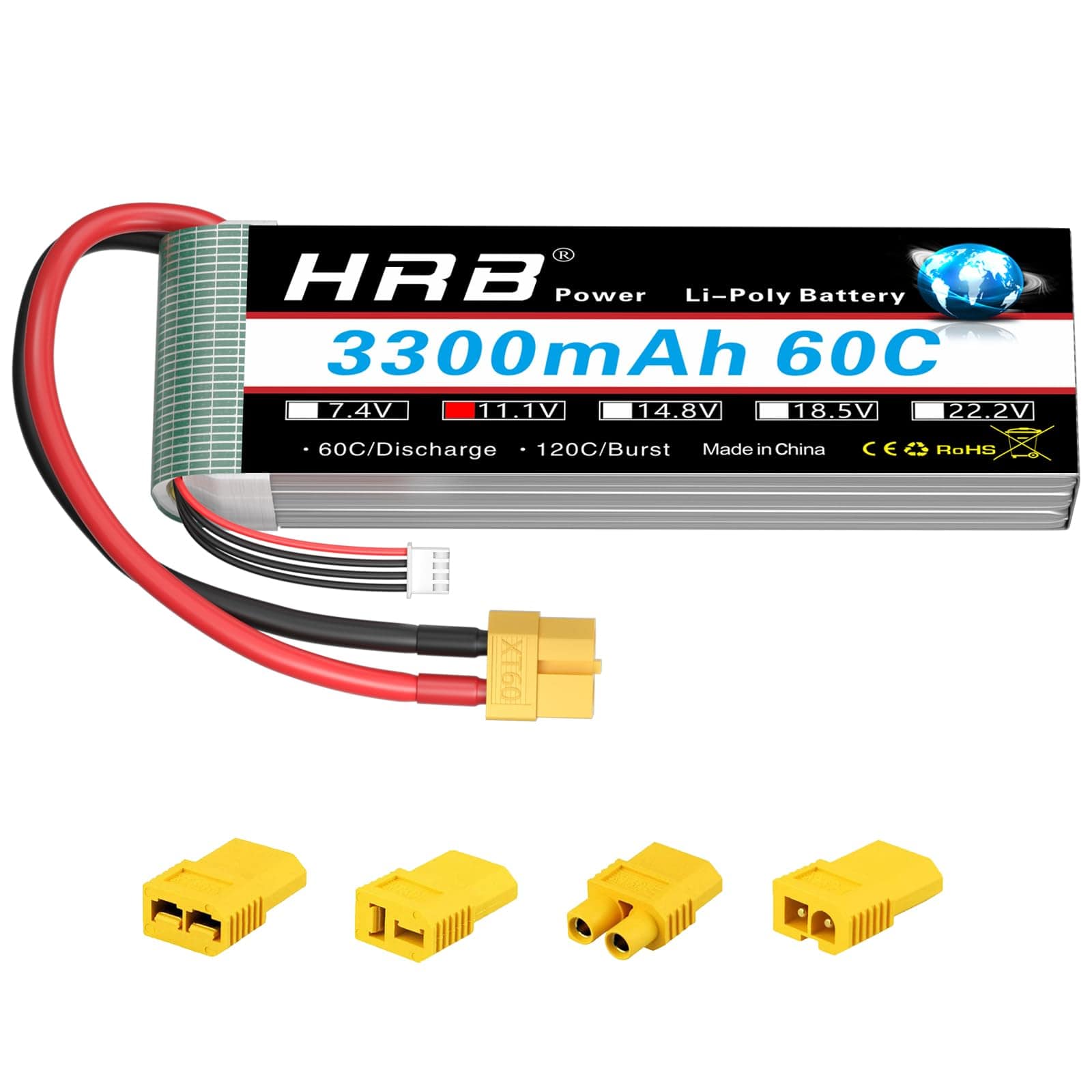 Batería de Lipo HRB 3S 11.1V 3300mAh 60C con Conector XT60
