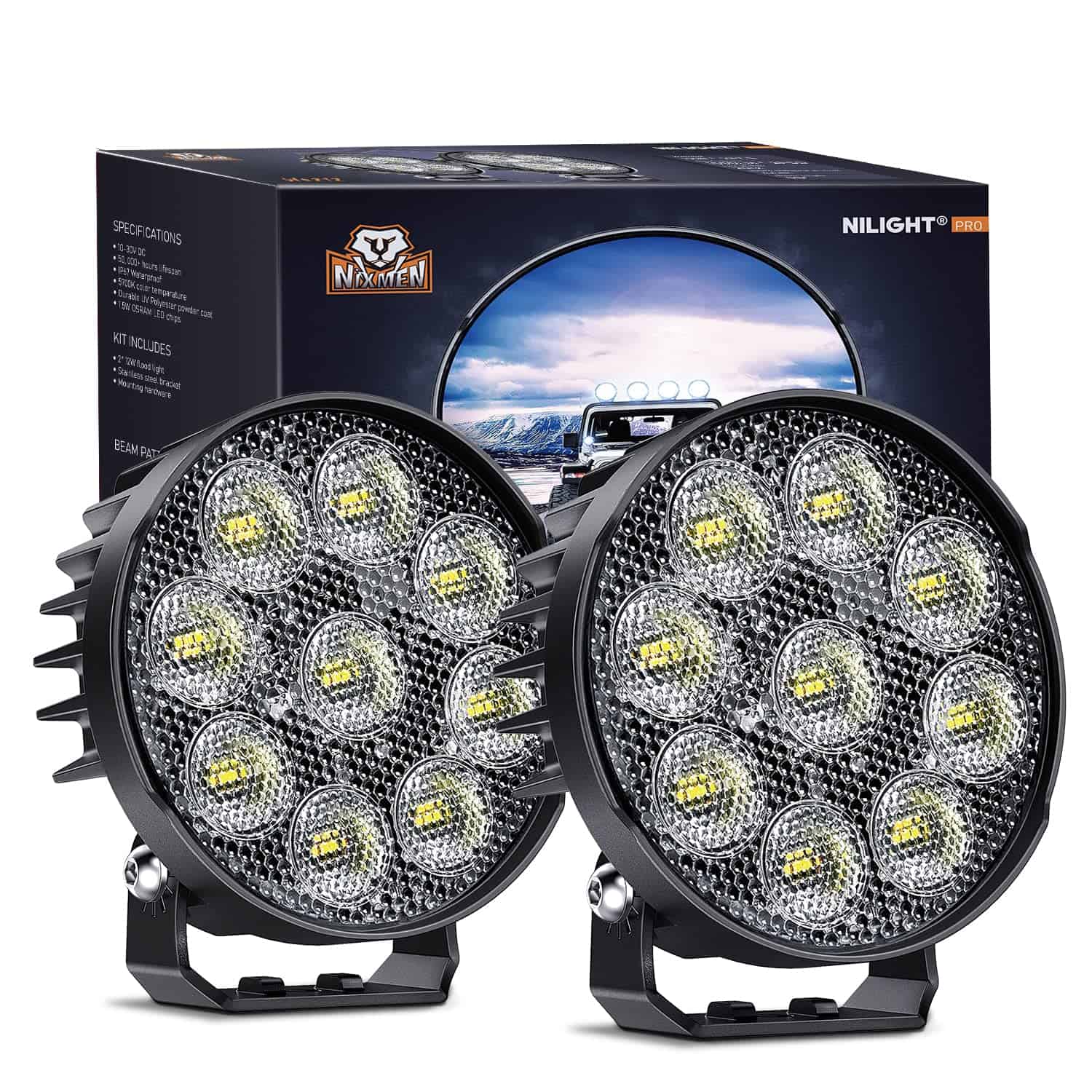 Nilight 2PCS 4Inch Led Pods Redondos 3370LM Luz de Trabajo