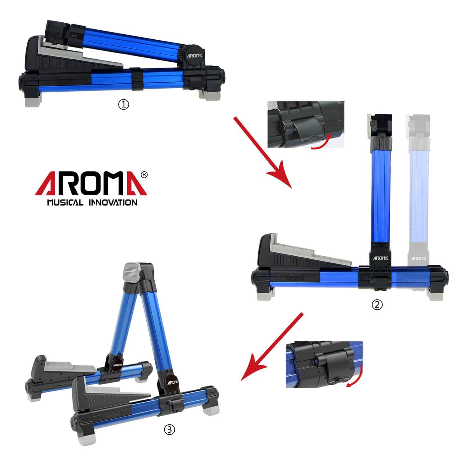 Soporte de guitarra - Soporte de suelo plegable de aluminio - Imagen 3