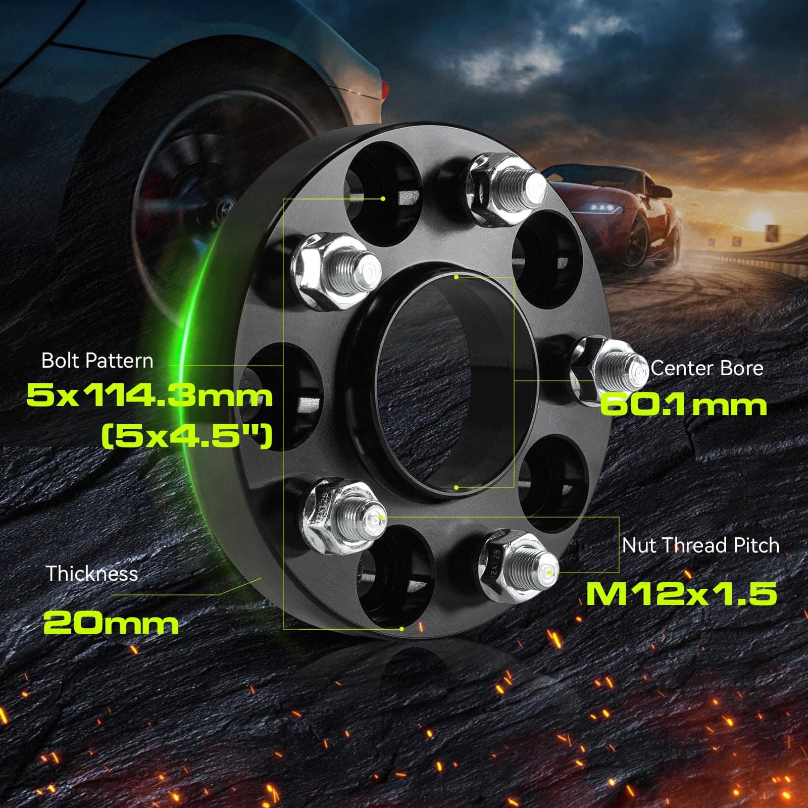 Separadores de rueda céntricos de buje negro de - Imagen 5