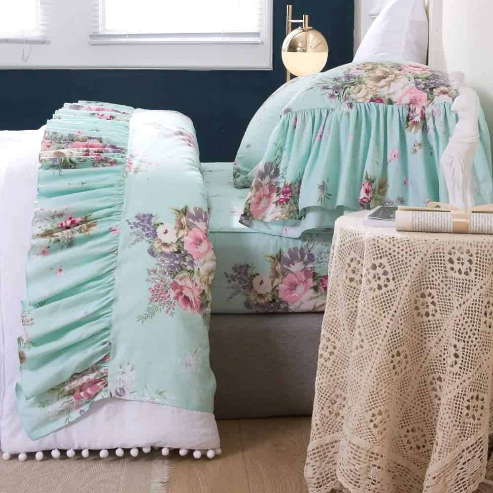 Juego de Sábanas Country Francesas de 4 Piezas en Verde