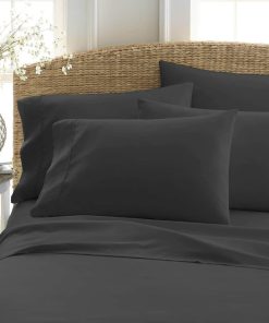 Linen Market Juego de sábanas de 6 piezas, Negro, King