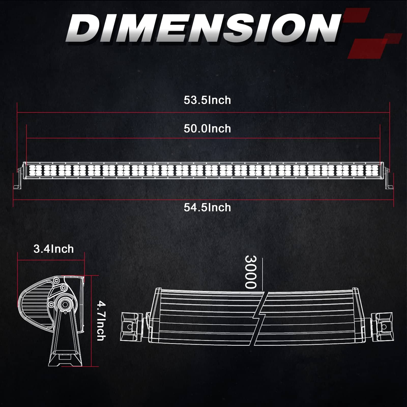 50 pulgadas Barra de Luz Curva, OFFROADTOWN 768W Luces LED - Imagen 3