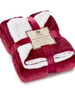 Manta de Sherpa Genteele Ultra Suave Reversible -Rico Borgoñ