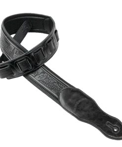 Correa de guitarra acolchada negra sobre negro con