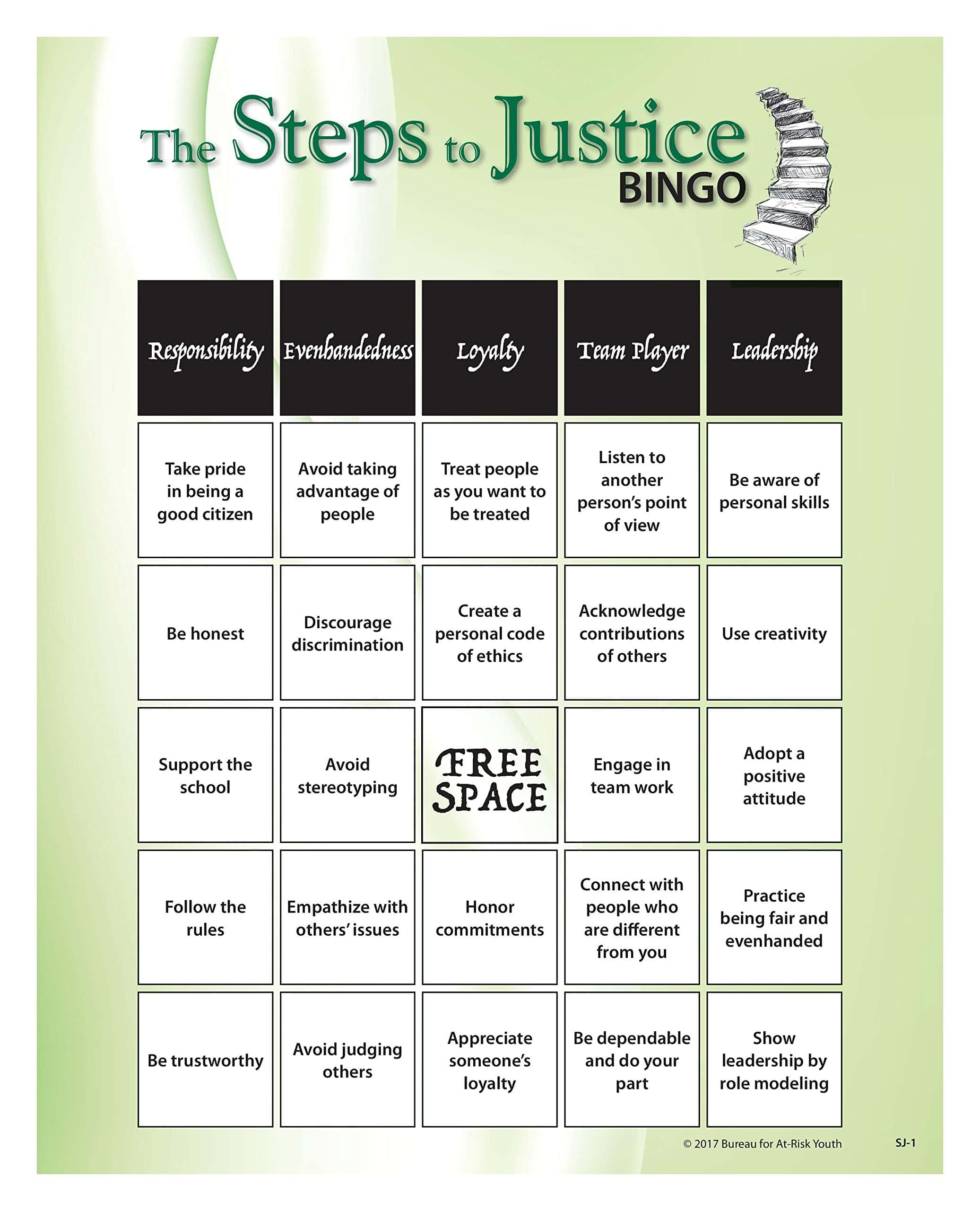 Juego de Bingo para Adolescentes Los Pasos hacia la Justicia - Imagen 3