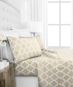 Juego de sábanas y fundas de almohada de lujo -Crema