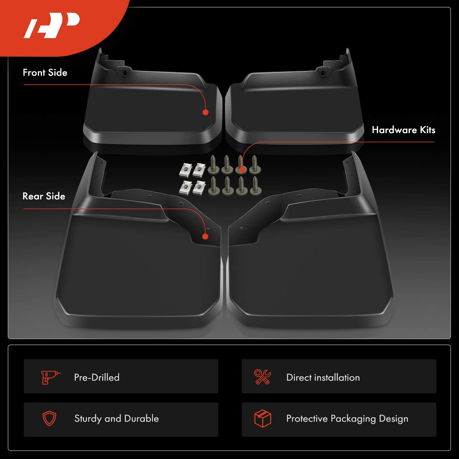 Conjunto de 4PCS de Aletas de Barro Guardabarros -Negro - Imagen 4