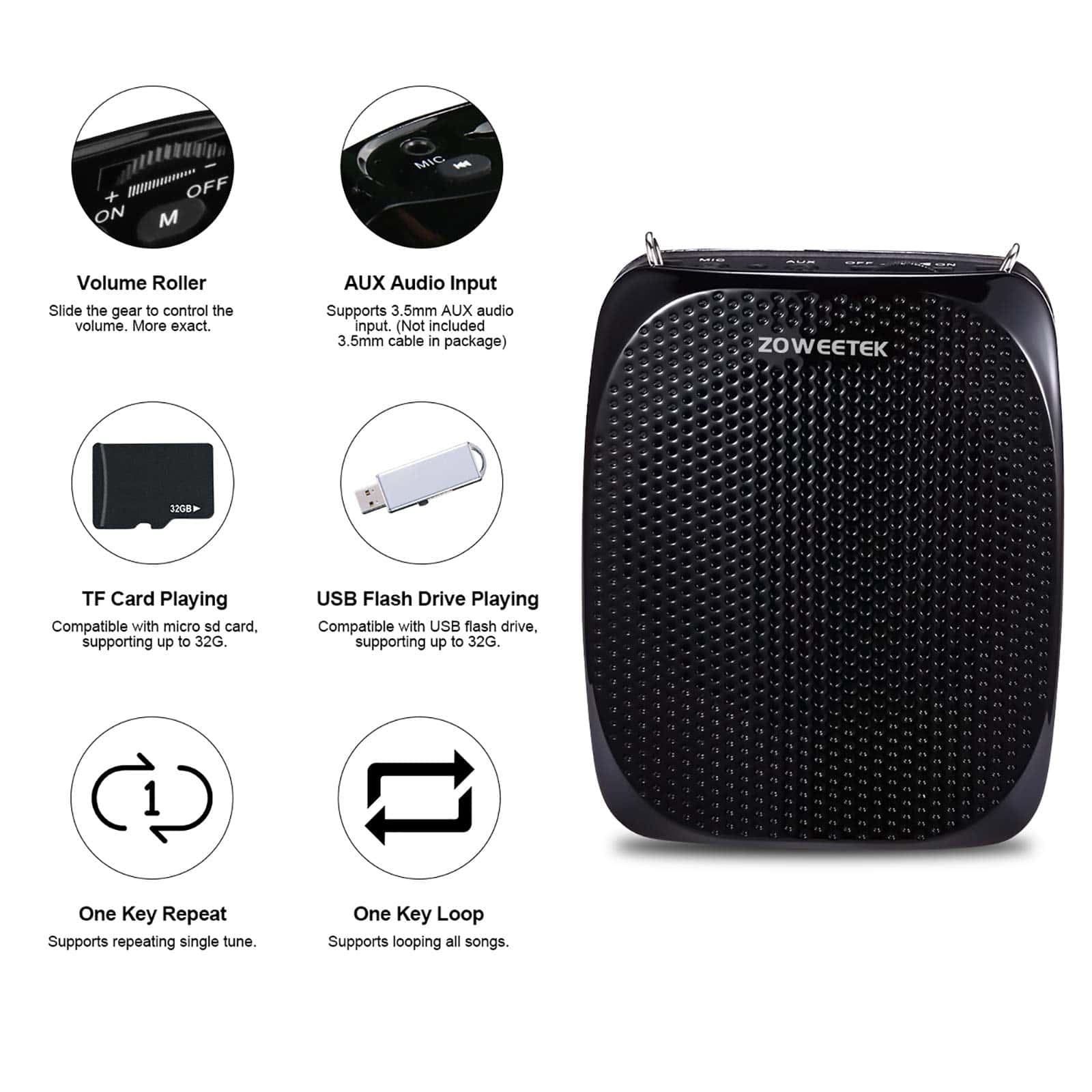 Amplificador de Voz Portátil Recargable Mini ZOWEETEK - Imagen 6