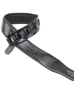 Correa de guitarra acolchada negra cepillada hecha a mano