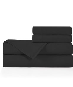 Juego de sábanas de microfibra cepillada -Negro