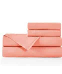 Juego de sábanas de microfibra cepillada -Durazno