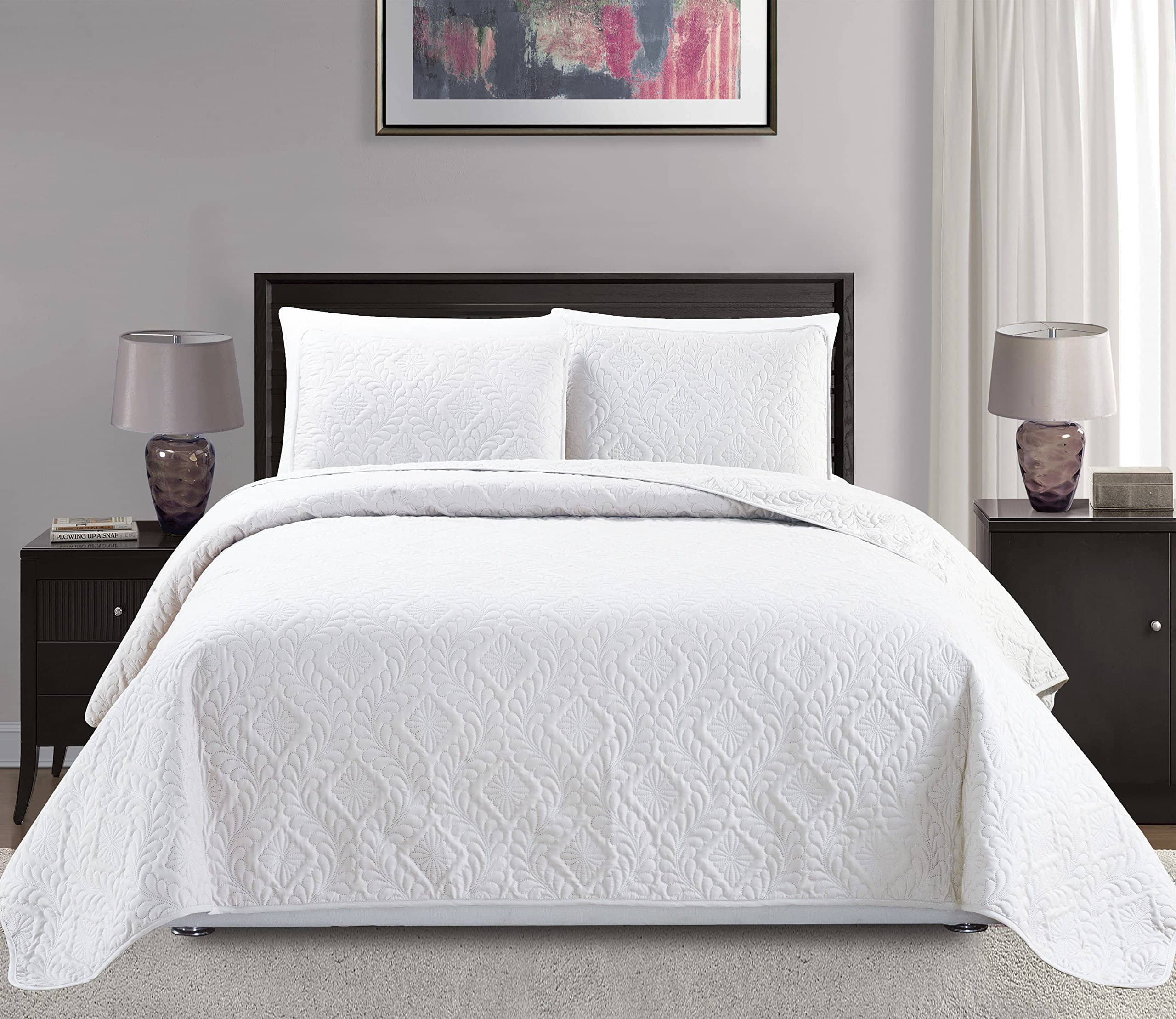 Colcha de cama con textura de diamante para Full/Queen,