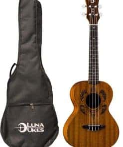 Ukulele Tenor Luna Guitars Honu Tribal Turtle Satin Natural