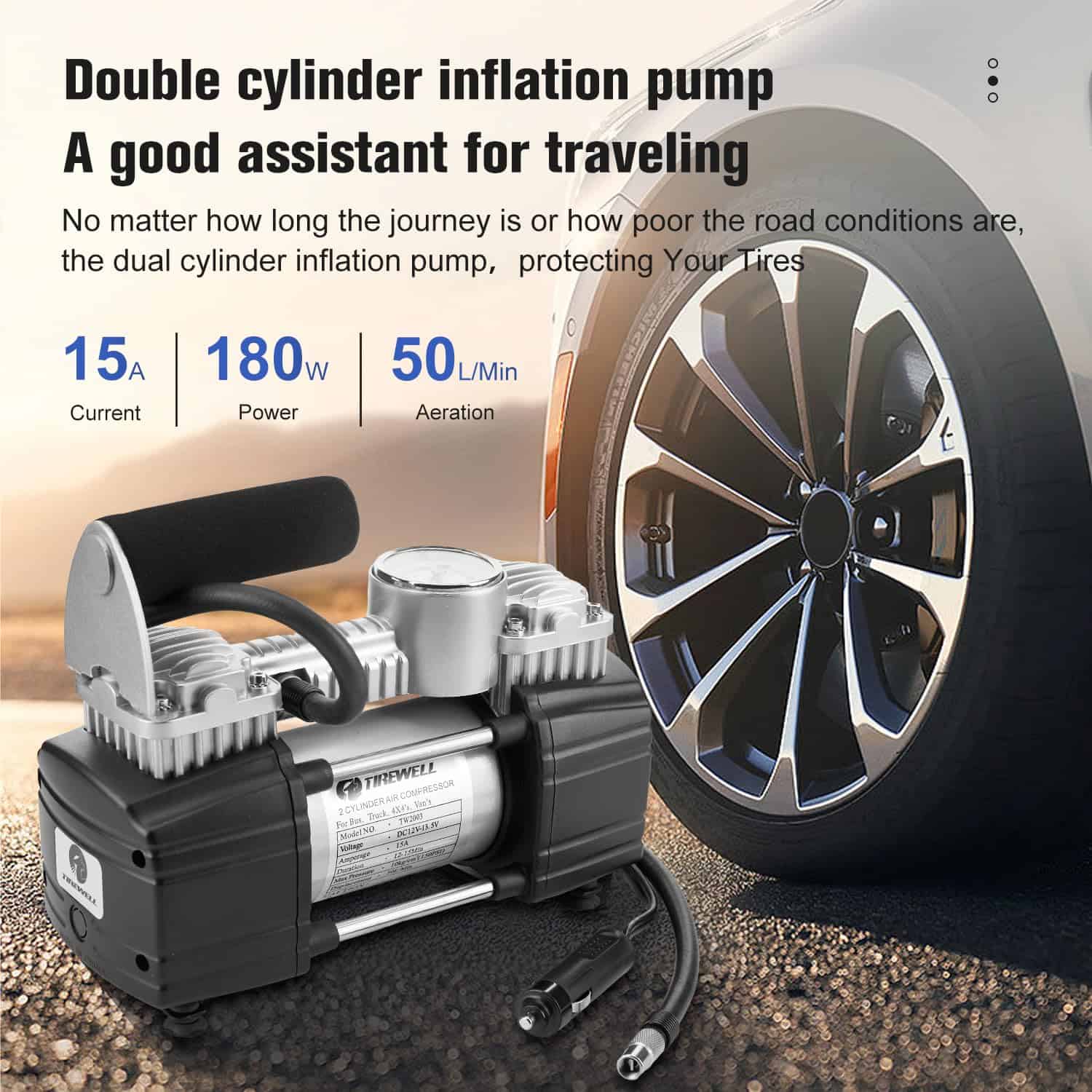 Inflador de llantas Tirewell, Compresor de aire portátil, - Imagen 4