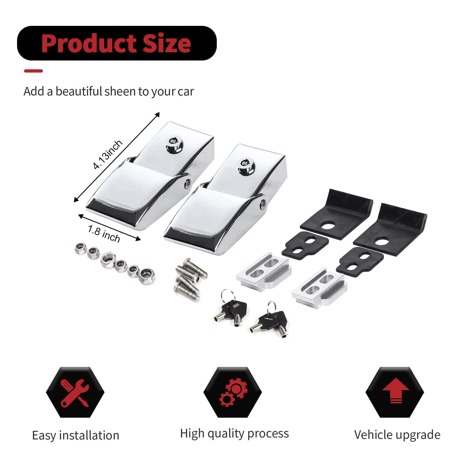 Kit de pestillos de capó de acero inoxidable Routen para - Imagen 4