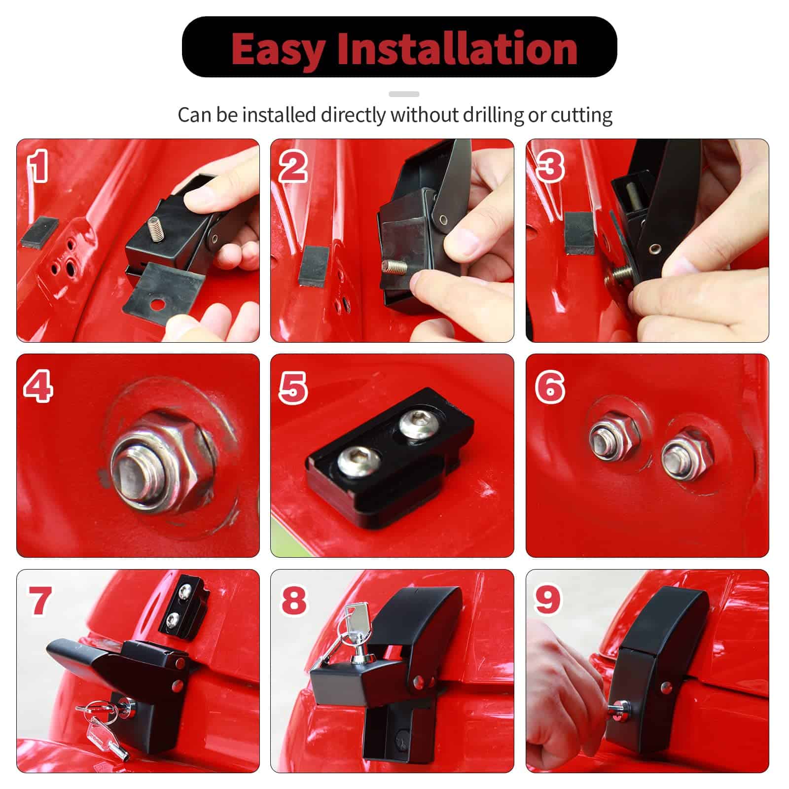 Kit de pestillos de capó de acero inoxidable Routen para - Imagen 6
