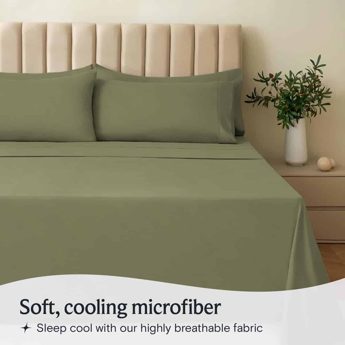 Juego de sábanas LuxClub de 6 piezas -Oliva - Imagen 4