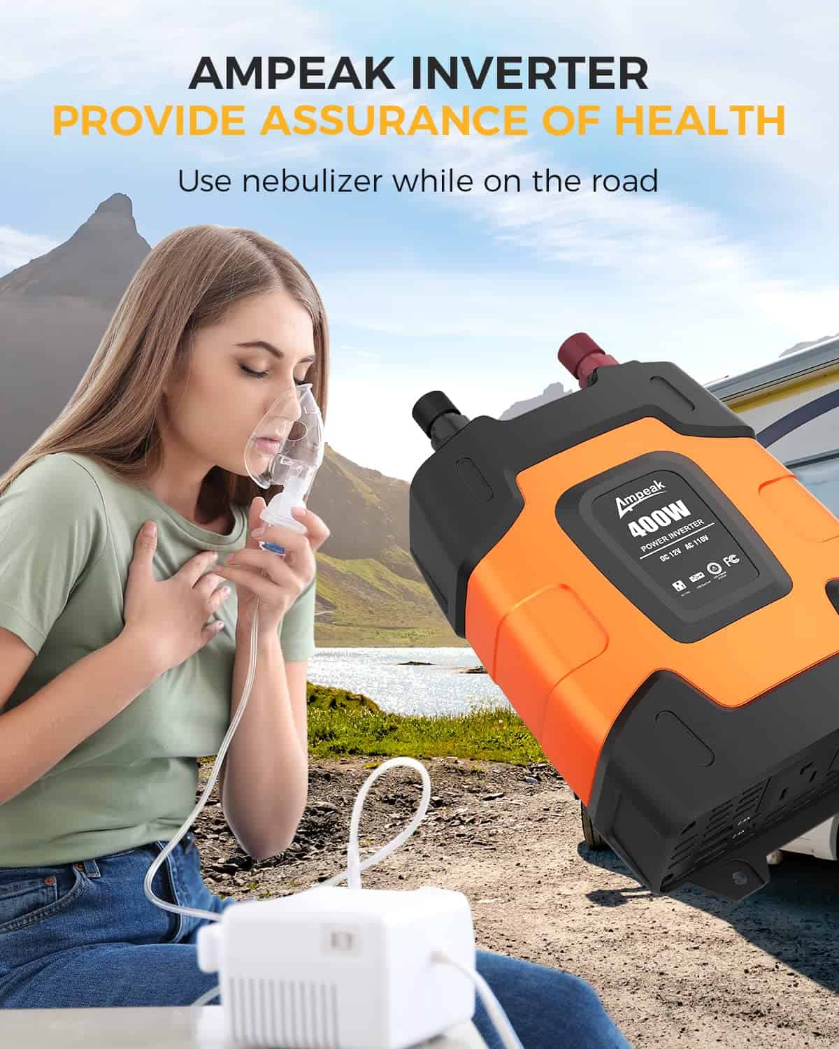 Inversor de corriente Ampeak 400W 4.8A Dual Puertos USB 2 - Imagen 6